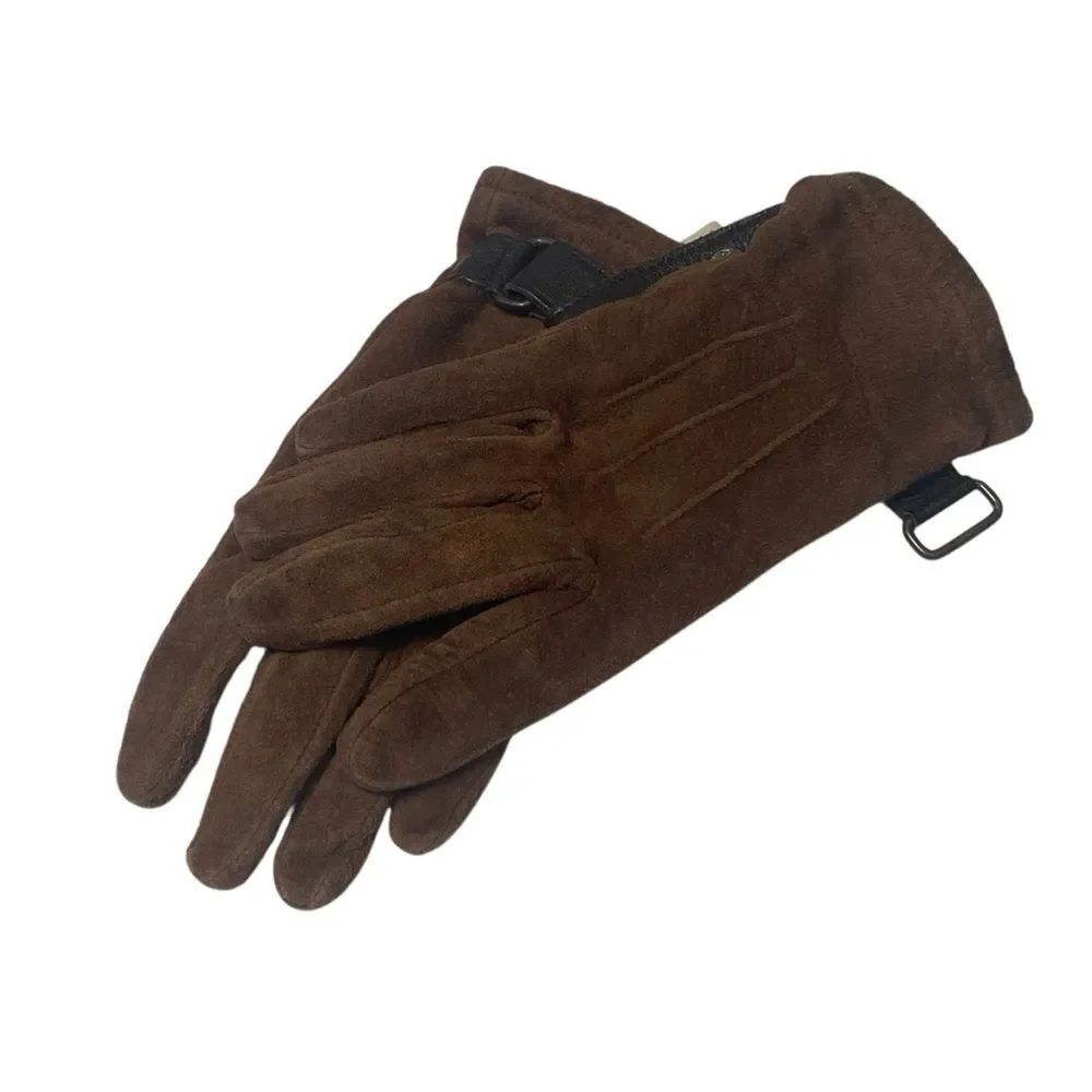 Women's Classic Chic Brown Suede Leather Gloves Size Small